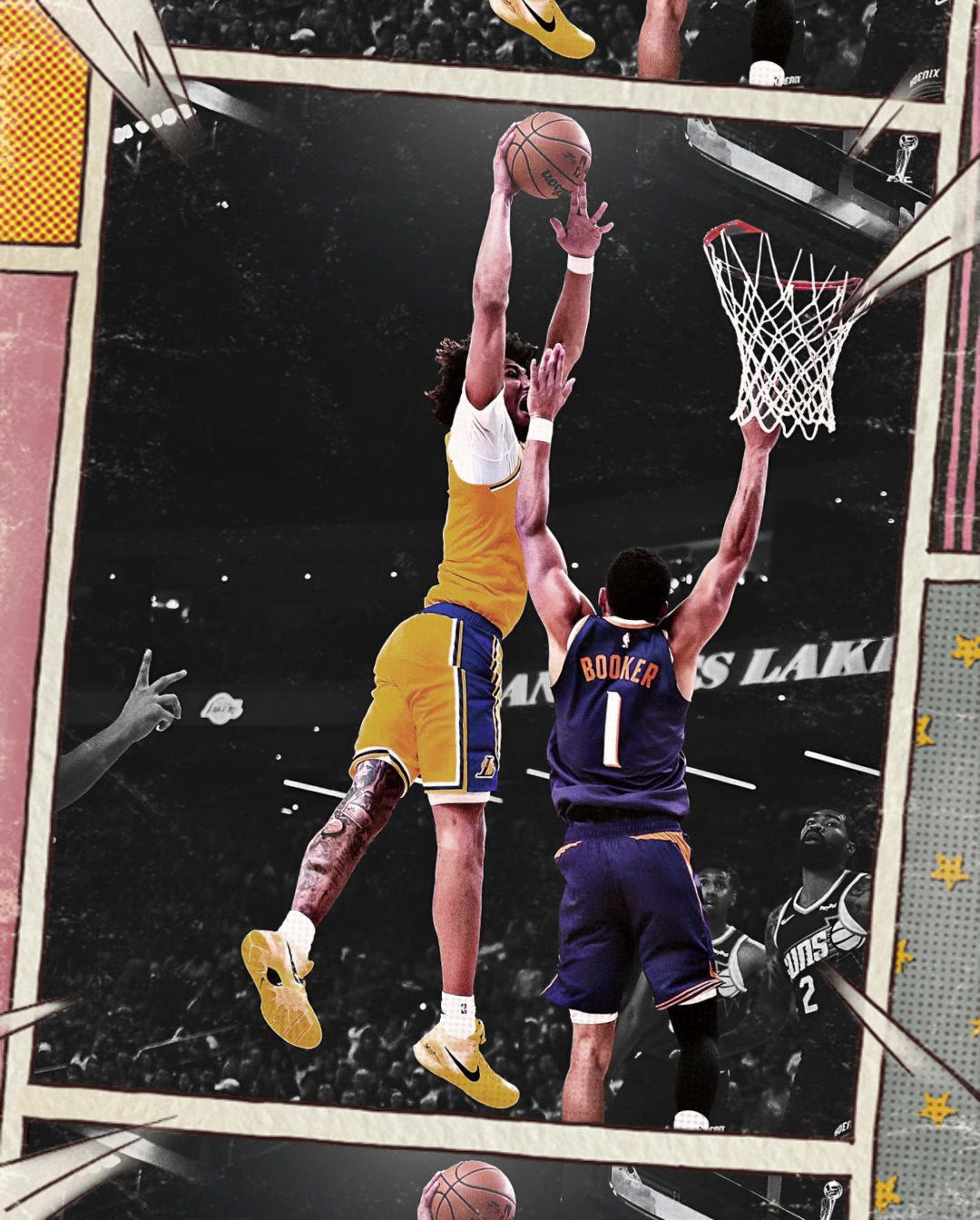 海報(bào)級隔扣海斯今日超高滑翔空接隔人炸扣布克